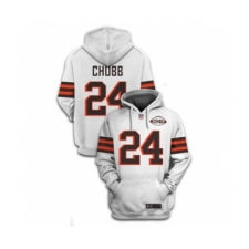 Men's Cleveland Browns #24 Nick Chubb 2021 White 1946 Collection Pullover Football Hoodie