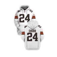 Men's Cleveland Browns #24 Nick Chubb 2021 White Pullover Football Hoodie