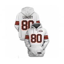 Men's Cleveland Browns #80 Jarvis Landry 2021 White 1946 Collection Pullover Football Hoodie