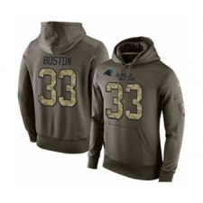 Football Carolina Panthers #33 Tre Boston Green Salute To Service Men's Pullover Hoodie