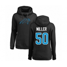 Football Women's Carolina Panthers #50 Christian Miller Black Name & Number Logo Pullover Hoodie