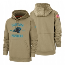 Men's Carolina Panthers 2019 Salute to Service Tan Sideline Therma Pullover Hoodie