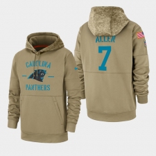 Men's Carolina Panthers #7 Kyle Allen 2019 Salute to Service Sideline Therma Pullover Hoodie - Tan