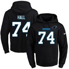 NFL Men's Nike Carolina Panthers #74 Daeshon Hall Black Name & Number Pullover Hoodie