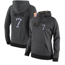 NFL Women's Nike Carolina Panthers #7 Harrison Butker Stitched Black Anthracite Salute to Service Player Performance Hoodie