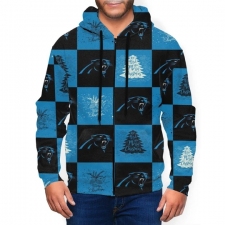 Panthers Team Ugly Christmas Men's Zip Hooded Sweatshirt
