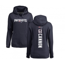 Football Women's New England Patriots #61 Marcus Cannon Navy Blue Backer Pullover Hoodie