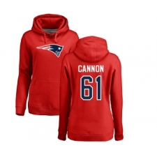 Football Women's New England Patriots #61 Marcus Cannon Red Name & Number Logo Pullover Hoodie