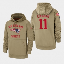 Men's New England Patriots #11 Julian Edelman 2019 Salute to Service Sideline Therma Pullover Hoodie - Tan