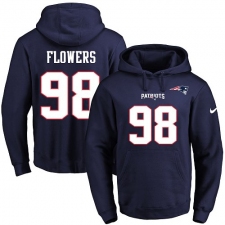 NFL Men's Nike New England Patriots #98 Trey Flowers Navy Blue Name & Number Pullover Hoodie