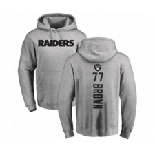 Football Oakland Raiders #77 Trent Brown Ash Backer Pullover Hoodie