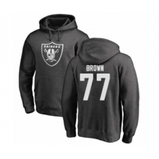 Football Oakland Raiders #77 Trent Brown Ash One Color Pullover Hoodie