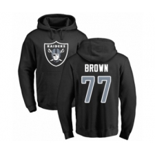 Football Oakland Raiders #77 Trent Brown Black Name & Number Logo Pullover Hoodie