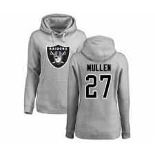 Football Women's Oakland Raiders #27 Trayvon Mullen Ash Name & Number Logo Pullover Hoodie