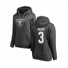 Football Women's Oakland Raiders #3 Drew Kaser Ash One Color Pullover Hoodie