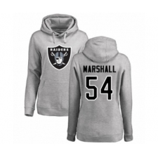 Football Women's Oakland Raiders #54 Brandon Marshall Ash Name & Number Logo Pullover Hoodie