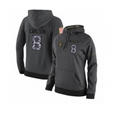 Football Women's Oakland Raiders #8 Daniel Carlson Stitched Black Anthracite Salute to Service Player Performance Hoodie