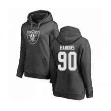 Football Women's Oakland Raiders #90 Johnathan Hankins Ash One Color Pullover Hoodie