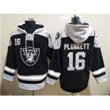 Men's Las Vegas Raiders #16 Jim Plunkett Ageless Must-Have Lace-Up Pullover Football Hoodie