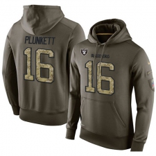 NFL Nike Oakland Raiders #16 Jim Plunkett Green Salute To Service Men's Pullover Hoodie
