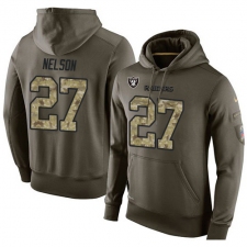 NFL Nike Oakland Raiders #27 Reggie Nelson Green Salute To Service Men's Pullover Hoodie