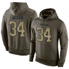 NFL Nike Oakland Raiders #34 Bo Jackson Green Salute To Service Men's Pullover Hoodie