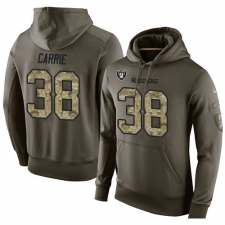 NFL Nike Oakland Raiders #38 T.J. Carrie Green Salute To Service Men's Pullover Hoodie
