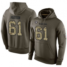 NFL Nike Oakland Raiders #61 Rodney Hudson Green Salute To Service Men's Pullover Hoodie