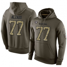 NFL Nike Oakland Raiders #77 Lyle Alzado Green Salute To Service Men's Pullover Hoodie