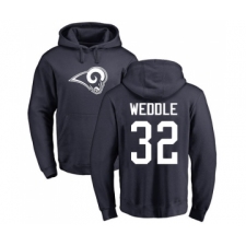 Football Los Angeles Rams #32 Eric Weddle Navy Blue Name & Number Logo Pullover Hoodie