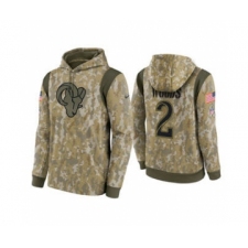 Men's Los Angeles Rams #2 Robert Woods Camo 2021 Salute To Service Therma Performance Pullover Football Hoodie