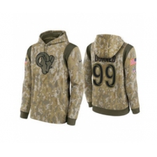 Men's Los Angeles Rams #99 Aaron Donald Camo 2021 Salute To Service Therma Performance Pullover Football Hoodie