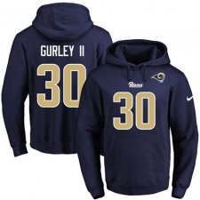 NFL Men's Nike Los Angeles Rams #30 Todd Gurley Navy Blue Name & Number Pullover Hoodie