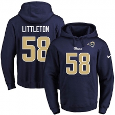 NFL Men's Nike Los Angeles Rams #58 Cory Littleton Navy Blue Name & Number Pullover Hoodie