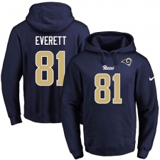 NFL Men's Nike Los Angeles Rams #81 Gerald Everett Navy Blue Name & Number Pullover Hoodie