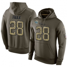 NFL Nike Los Angeles Rams #28 Marshall Faulk Green Salute To Service Men's Pullover Hoodie