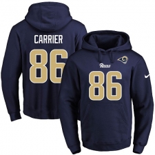 NFL Nike Los Angeles Rams #86 Derek Carrier Navy Blue Name & Number Pullover Hoodie