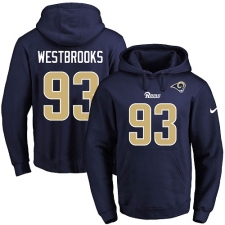 NFL Nike Los Angeles Rams #93 Ethan Westbrooks Navy Blue Name & Number Pullover Hoodie