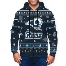Rams Team Christmas Ugly Men's Zip Hooded Sweatshirt