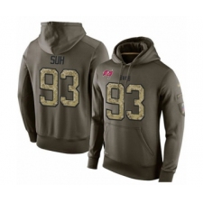Football Men's Tampa Bay Buccaneers #93 Ndamukong Suh Green Salute To Service Pullover Hoodie