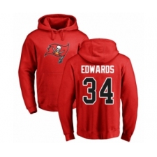 Football Tampa Bay Buccaneers #34 Mike Edwards Red Name & Number Logo Pullover Hoodie