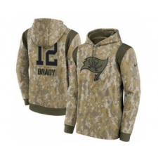 Men's Tampa Bay Buccaneers #12 Tom Brady Camo 2021 Salute To Service Therma Performance Pullover Football Hoodie