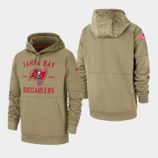 Men's Tampa Bay Buccaneers Tan 2019 Salute to Service Sideline Therma Pullover Hoodie
