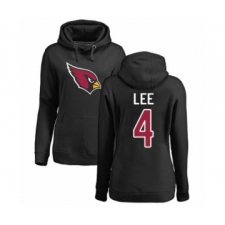 Football Women's Arizona Cardinals #4 Andy Lee Black Name & Number Logo Pullover Hoodie