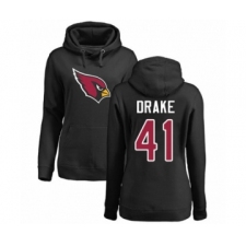 Football Women's Arizona Cardinals #41 Kenyan Drake Black Name & Number Logo Pullover Hoodie