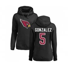Football Women's Arizona Cardinals #5 Zane Gonzalez Black Name & Number Logo Pullover Hoodie