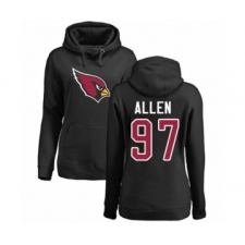 Football Women's Arizona Cardinals #97 Zach Allen Black Name & Number Logo Pullover Hoodie
