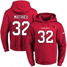 NFL Men Nike Arizona Cardinals #32 Tyrann Mathieu Red Name & Number Pullover Hoodie