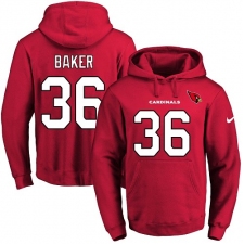 NFL Men Nike Arizona Cardinals #36 Budda Baker Red Name & Number Pullover Hoodie