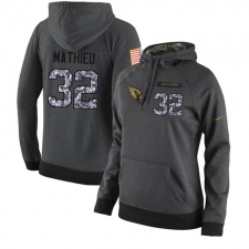 NFL Women Nike Arizona Cardinals #32 Tyrann Mathieu Stitched Black Anthracite Salute to Service Player Performance Hoodie